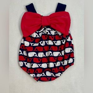 Baby girls 6-9 month Mud Pie brand whale one piece swim suit